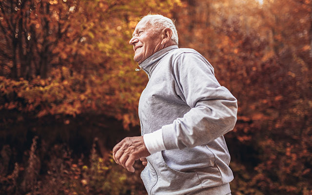 Elderly man being active