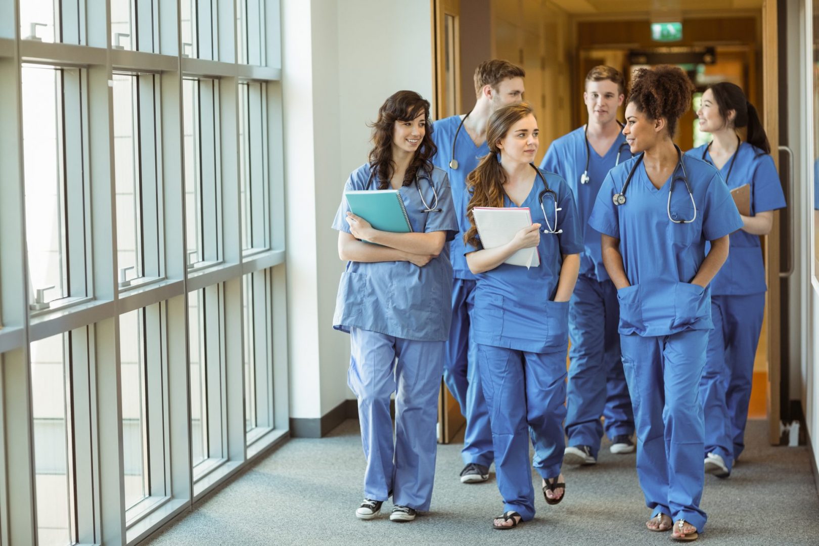 Medical students walking