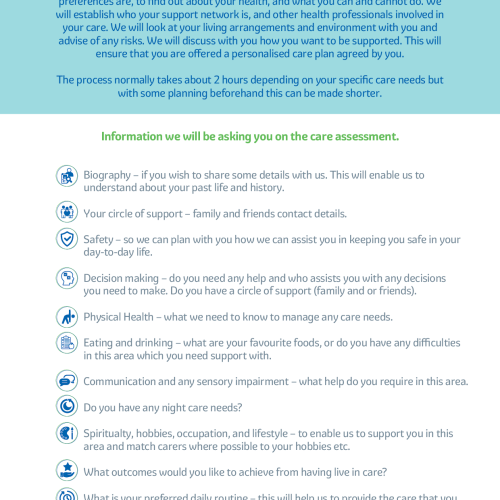 What is care assessment and what to expect on our visit brochure download