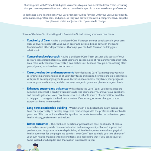 Benefits of working with a dedicated care team brochure download