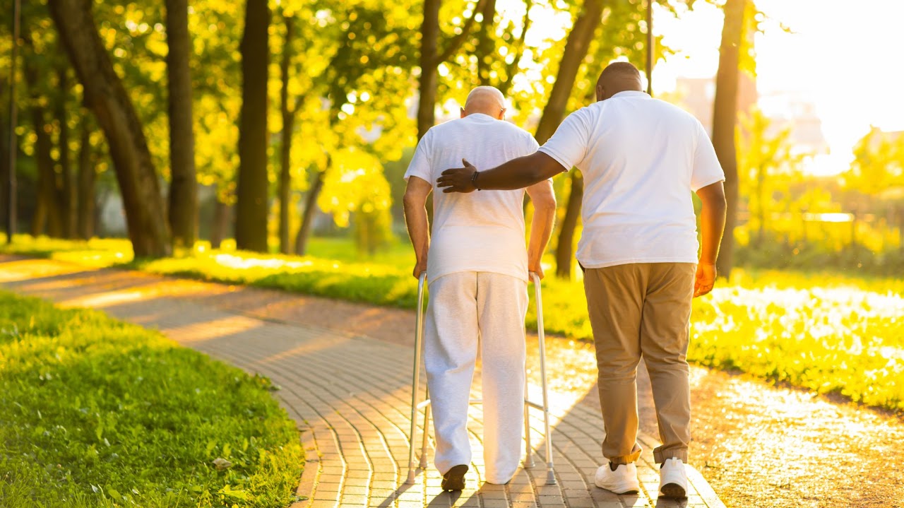 a live-in carer supporting a patient outside