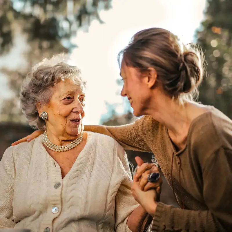 A live-in care patient with a family member